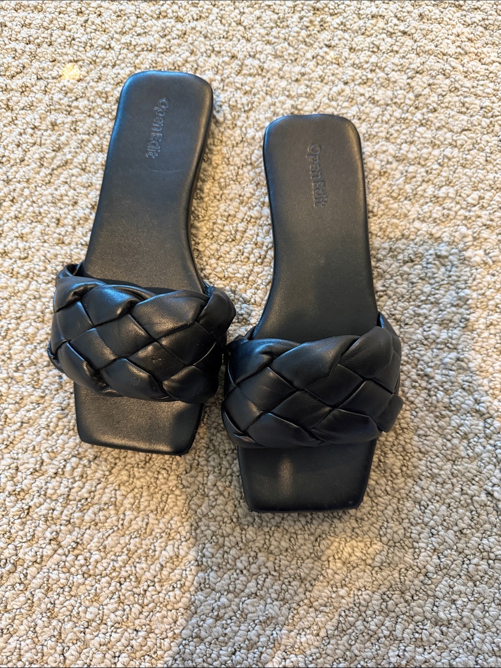 Woven Slide Sandals — Black